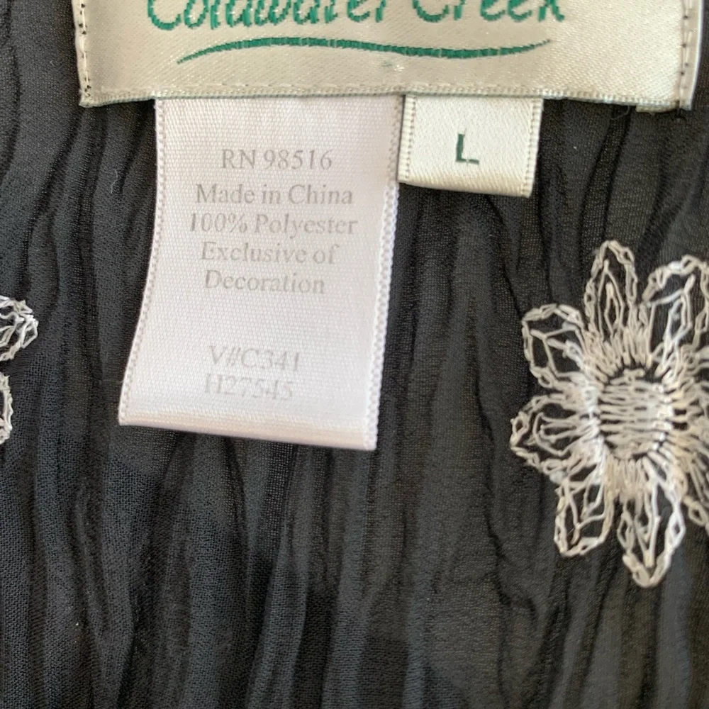 Coldwater Creek Sheer Embroidered Top Sz L - Picture 5 of 5